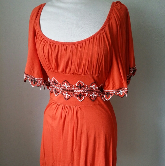 Anthropologie Tops - Nwt~Language L. A. Orange Embroidered Waist tunic